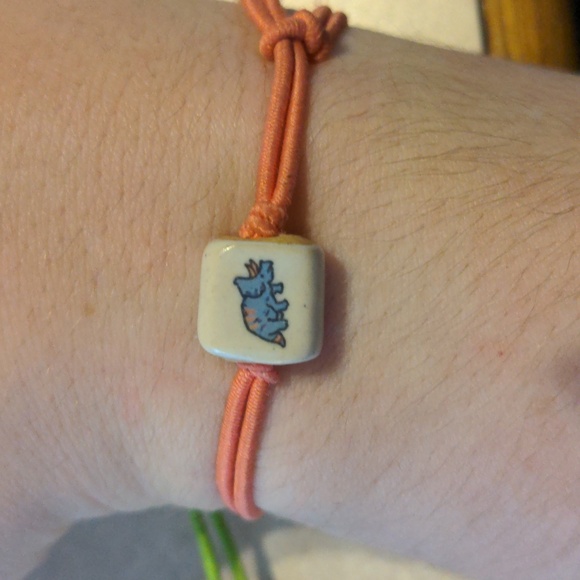 Two Mudlove clay bead charm elastic bracelets star, triceratops dinosaur - Picture 3 of 6